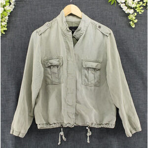 Rails Women's Maverick Jacket Sage Green Utility Linen Tencel Sz M